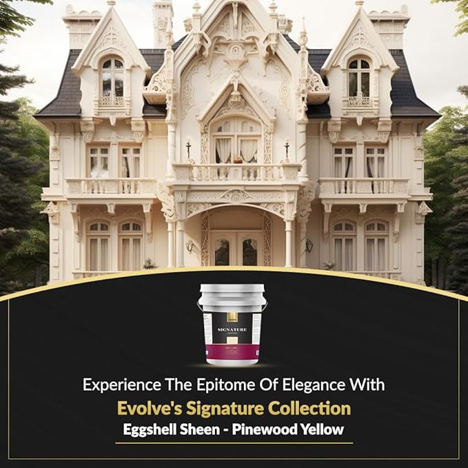 EVOLVE Signature Paint & Primer: Luxury Paint & Primer for Indoor & Outdoor Surfaces, Minimal Odor, Eggshell Sheen (Pinewood Yellow, 5 Gallon)