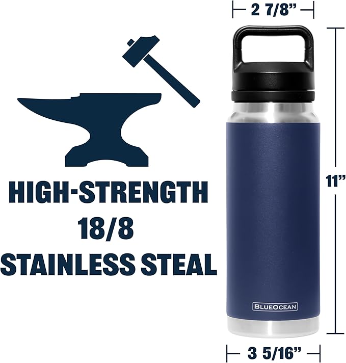 Classic 27 oz Water Bottle, Insulated Stainless Steel With Pro-Tough Lid | Perfect Insulated Water Bottle And Tumbler As Travel Water Bottle, Bike Water Bottle, Or Gym Water Bottle (Navy)