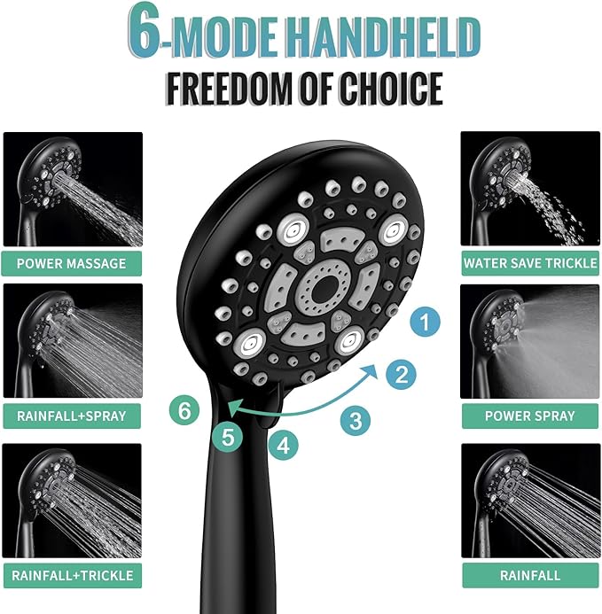 SR SUN RISE Matte Black Shower Faucet Set - 12 Inch Rain Shower Head with Adjustable Slide Bar Combo Set - Wall Mounted Rain Shower System Bathroom (Valve and Trim Kit Included)