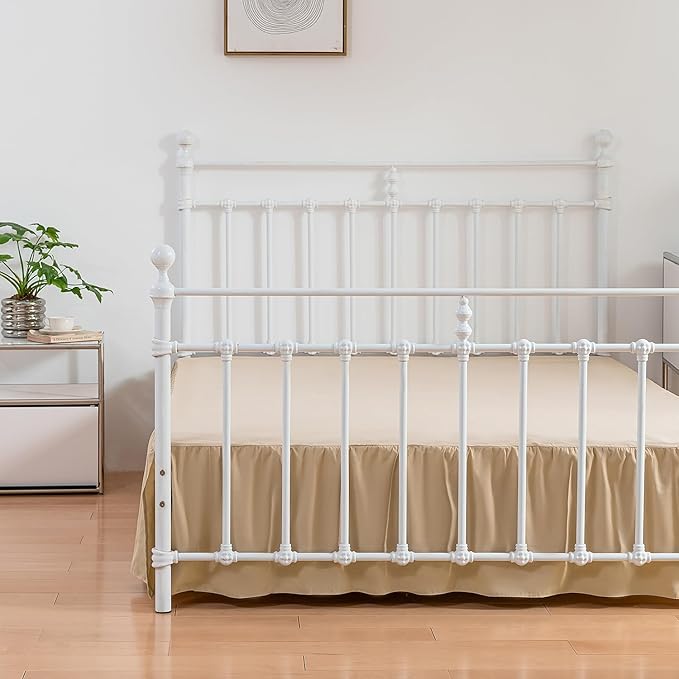 Bed Skirt King Size Ruffled Bed Skirts with Split Corners,14 Inch Drop Dust Ruffle Bed Skirt with Platform, King,14 Inch,Light Camel