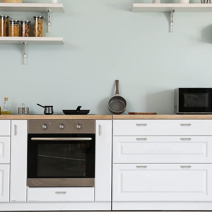 Ravinte 40 Pack | 5'' Cabinet Pulls Brushed Nickel Stainless Steel Kitchen Drawer Pulls Cabinet Handles 5”Length, 3” Hole Center with Mounting Template