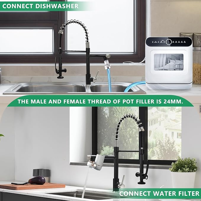 Pull Down Kitchen Faucet with Sprayer,Fapully Commercial Matte Black&Brushed Nickel Kitchen Sink Faucets
