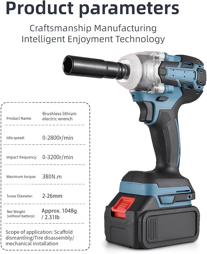 21V Cordless Impact Wrench, 406 Ft-lbs (550Nm) Brushless 1/2 inch, 3200 rpm High Torque Impact Gun, 2 x 3000mAh Battery, 5Pcs Driver Sockets, 14 Bits, Charger, Storage Box for Car Home