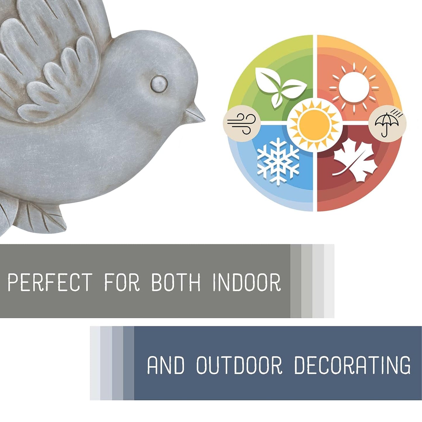 NAT & Jules Animal Character Shaped Dimensional Indoor Outdoor 11 inch Cast Resin Decorative Garden Stepping Stone, Patio, Walkway Sculpture Yard Art, Stone Grey Bluebird