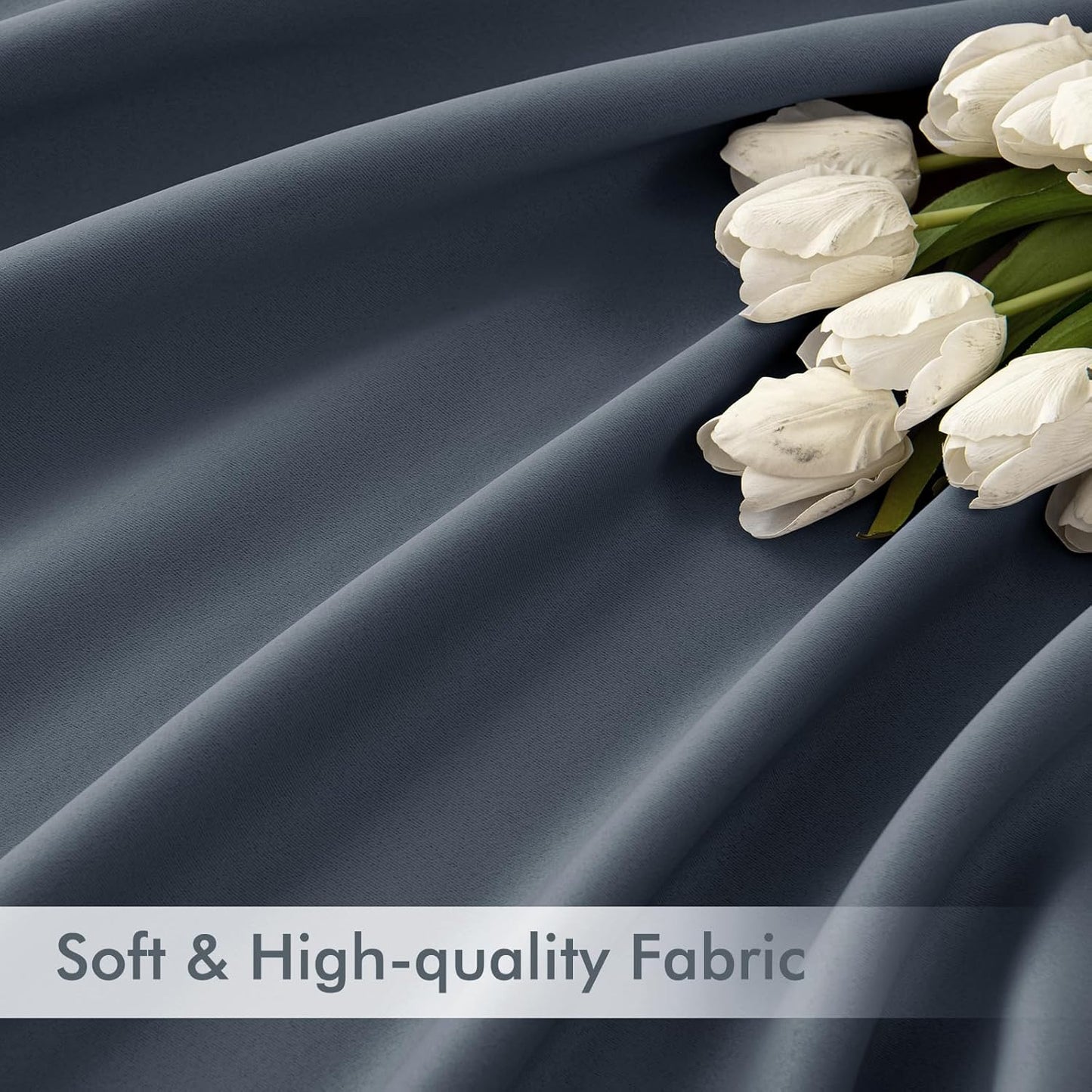 MIULEE Stone Blue Back Tab Blackout Curtains 120 Inch Long 2 Panels Set for Bedroom, Rod Pocket/Pinch Pleated Extra Long Thermal Insulated Living Room Darkening Light Blocking 10FT Drapes