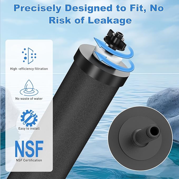Water Filter Replacement for Berkey® BB9-2® Black Purification Elements, Activated Carbon Filters Compatible with Berkey Gravity Water Filtration System, Pack of 6