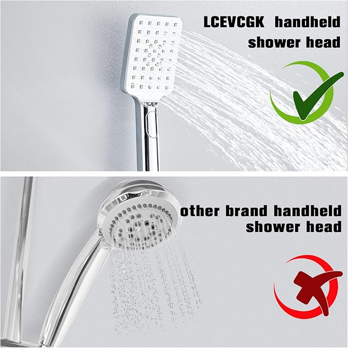 Shower System, Shower Faucet Set Complete Square Rain Shower Combo Set with 8 inch Rainfall Shower Head System Bathroom Wall Mounted 3-Setting Handheld Shower,Chrome