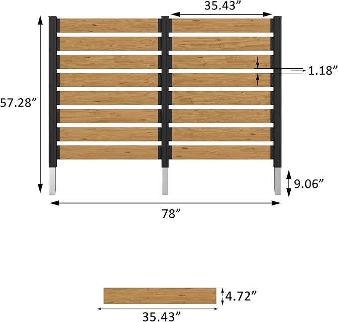 78” W x 48” H Wooden Air Conditioner Fences for Hard Ground & Soft Ground, 2 Outdoor Garden Fences, Privacy Screen Panels with Aluminum Stakes, Trash Can Pool Equipment Enclosure, Natural