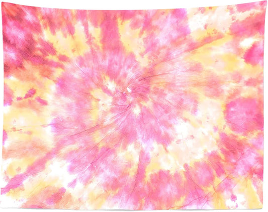 Loccor 5x4ft Tie Dye Tapestry Light Orange Watercolor Craft Dirty Tie-Dye Textile Abstract Chaotic Hippie Tapestry Wall Hanging for Living Room Bedroom Decor （Pattern Painted on Polyester Fabric）