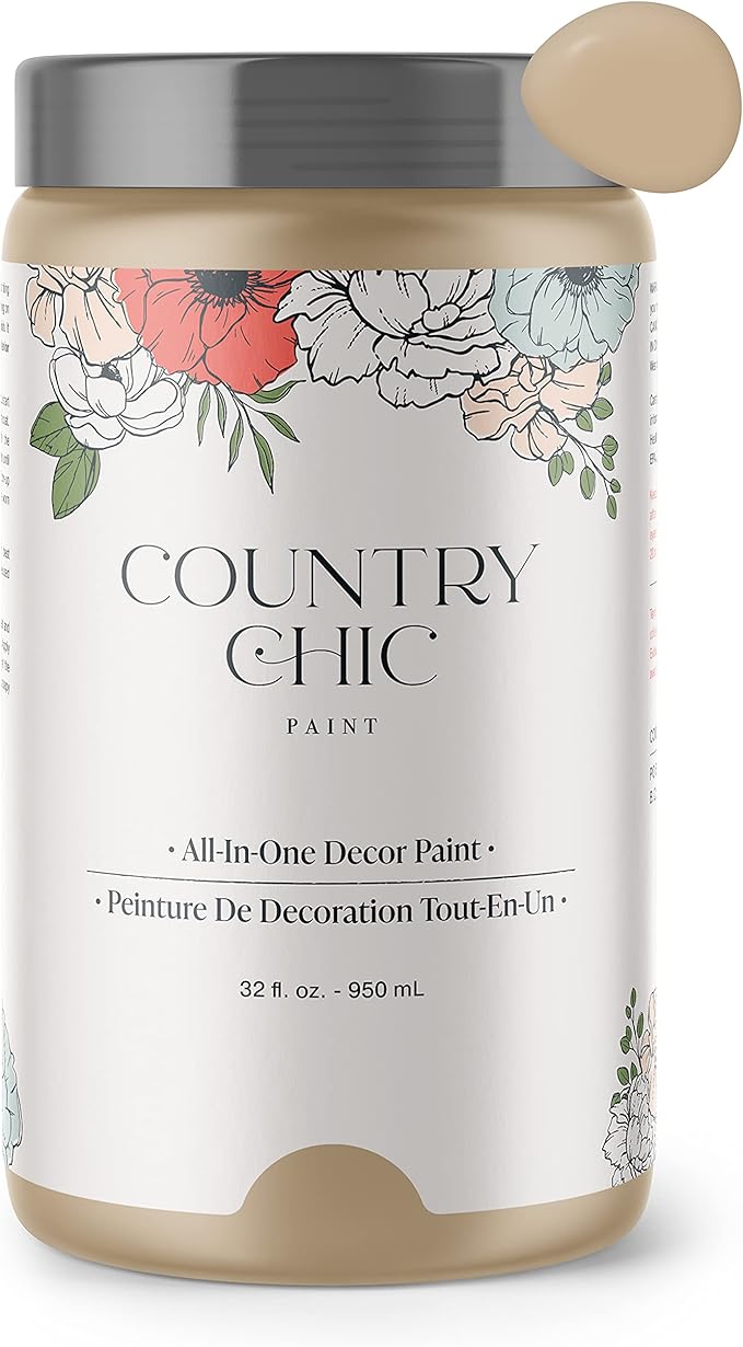 Country Chic All-in-One Chalk Paint for Furniture, Cabinets, Home Decor, Eco-Friendly, Matte Finish, Built-In Primer & Top Coat for Wood, Metal - Road Trip (Tan) - Quart 32 oz (950 ml)