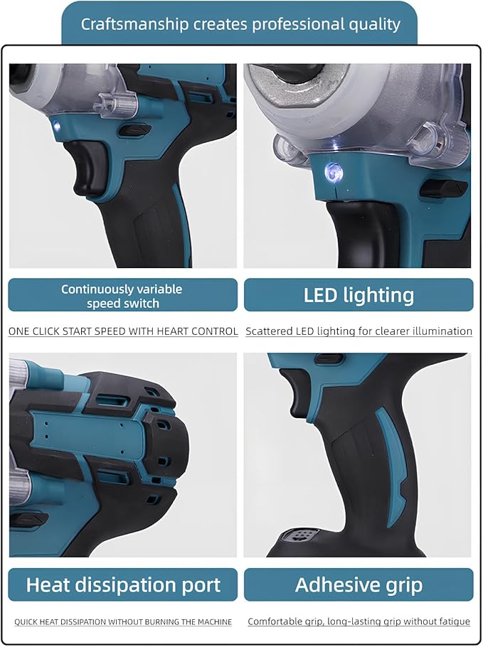 21V Cordless Impact Wrench, 406 Ft-lbs (550Nm) Brushless 1/2 inch, 3200 rpm High Torque Impact Gun, 2 x 3000mAh Battery, 5Pcs Driver Sockets, 14 Bits, Charger, Storage Box for Car Home