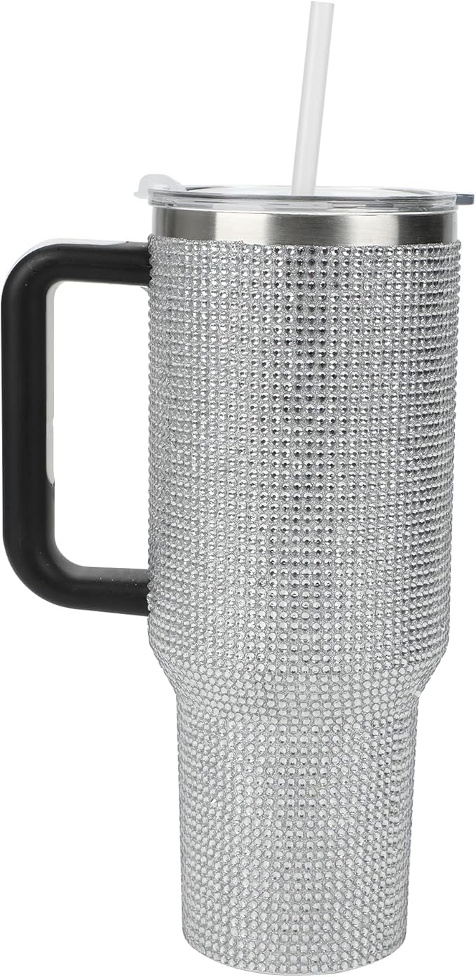 Bioworld Silver Rhinestone 40 Oz Stainless Steel Tumbler
