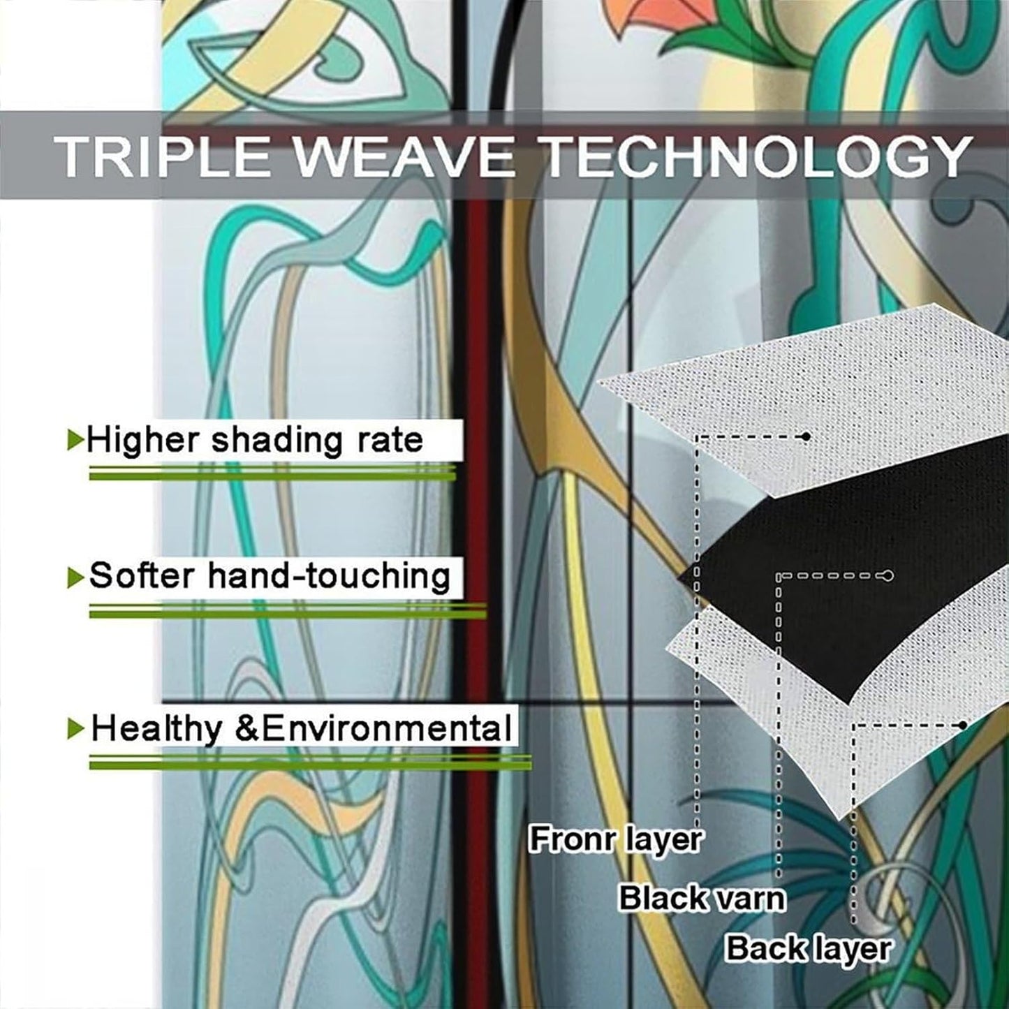 Stained Glass Curtains, Retro Mid Century Boho Abstract Art Home Decor Drapes for Bedroom Living Room Kitchen Window Treatment 2 Panels Set Total Size 42" W X 45" L Inch