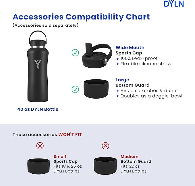 DYLN Alkaline Water Bottle | Portable Hydrogen Water Bottle Creates Hydrogen-Rich Water up to 9.5 pH | Vacuum Insulated Stainless Steel Keeps Water Cold for 24 Hours