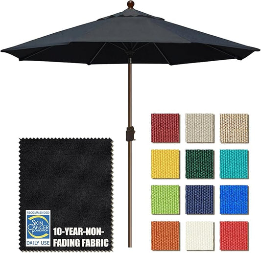 EliteShade USA 10-Year-Non-Fading 10Ft Market Umbrella Patio Umbrella Outdoor Table Umbrella with Ventilation, Black
