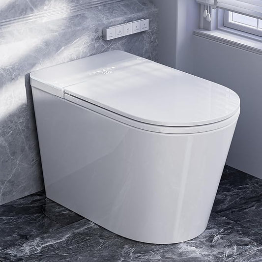 Smart Toilet with Bidet Built in, Electric Bidet Toilet with Auto Lid Opening, Bidet with Heated Seat, Warm Water & Dryer, Auto Flushing, Night Light, Elongated