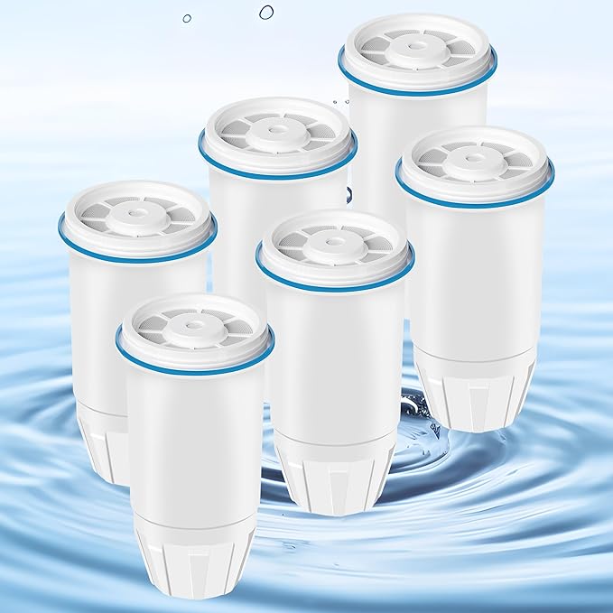 Water Filter Replacement for Zero Water Pitcher and Dispenser - 0 TDS Water Filter Easy Reduce Lead, Chromium, PFOA/PFOS in ZR-001 ZR-017 ZR-004 ZP-006 ZD-013 ZS-008 (Pack of 6)