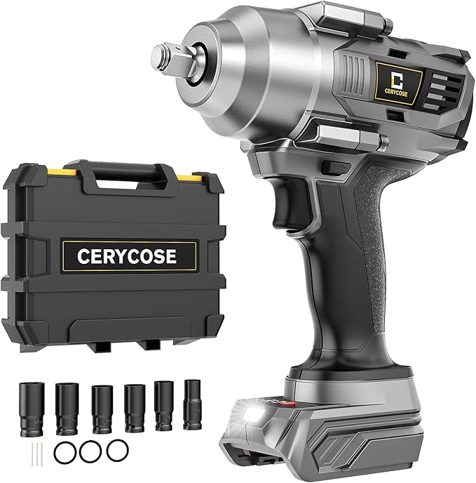 Cordless impact Wrench 1/2 inch for Dewalt Battery, 750FT-LBS (1000N.m) Brushless Electric Impact Gun Includes LED Work Light with 6 Sockets, High Torque Impact Driver, Bare Tool Only