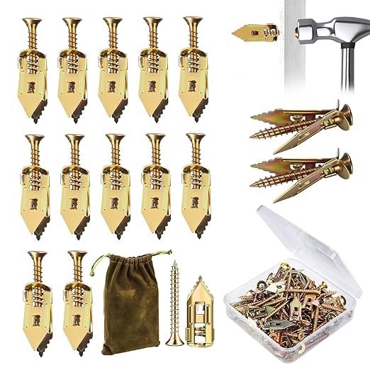 50 Set Self Drilling Drywall Anchors and Screws,Dry Wall Anchors Heavy Duty,Screws and Anchors Repair Tools for Wet and Drywall Fixing Picture,Furniture,Flags,Outdoor Decor-1.18inch