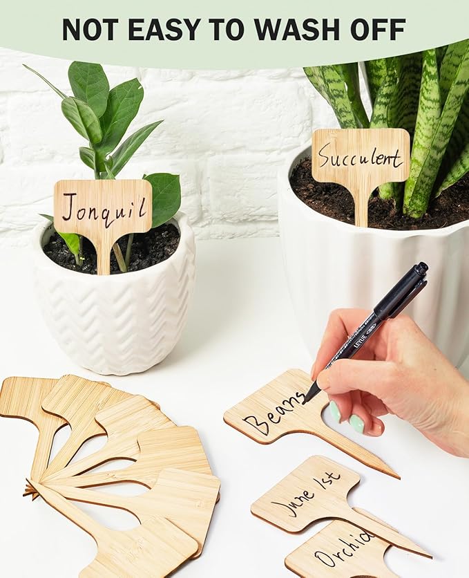 Homenote Bamboo Plant Labels 60Pcs Plant Tags for Seedling T-Type Tags for Plants Outdoor Garden Markers Vegetable Seedling(2.36 * 4“)