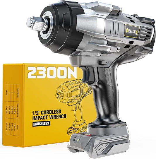 Cordless Impact Wrench 1/2" Compatible with DeWalt 20V Battery, 1700 Ft-lbs (2300 Nm) High Torque Impact Driver, Brushless Electric Impact Gun with 4 Modes & LED Light for Car, Truck, Mower(Bare Tool)