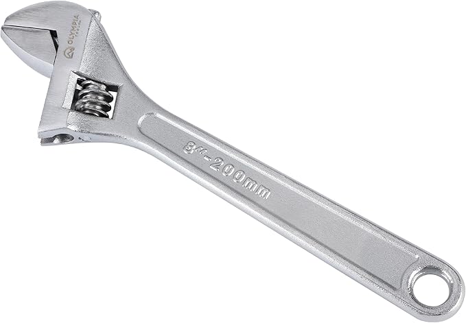Olympia Tools 8" Adjustable Wrench, Heavy Duty Drop Forged Steel, Chrome Plated, Precision Machined Jaws, Rust Resistant