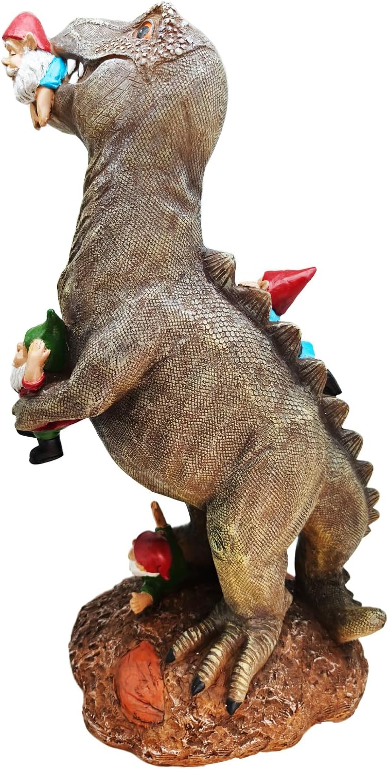 Cute 18" Porch Dinosaur Statue Tall Large Strong, T Rex Decent Gift Garden Party Décor Resin Funny Garden Gnome for Outdoor Indoor Decor, Lawn Ornaments, Patio Porch Yard Art Sculptures