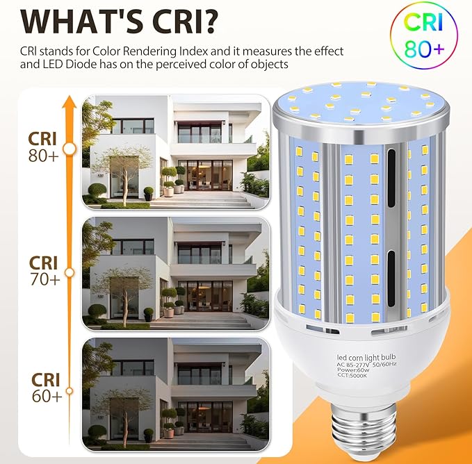 60W LED Corn Light Bulb(2 Pack),(600 Watt Equivalent) Fanless E26/E39 Medium/Large Mogul Base LED Cob Lamp 5000K Daylight 6,900LM for Outdoor Indoor Garage Warehouse Factory Workshop Street Backyard