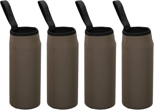 PATIKIL 65mmx180mm Water Bottle Sleeve, 4 Pack Neoprene Insulated Bottle Bag Holder Carrier Pouch with Finger Strap, Coffee