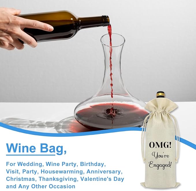 Funny Engagement Gift Decorations Wine Bag Bride to Be Gift Bridal Shower Gifts for Her Newly Engaged Gift Bachelorette Party Gift Wedding Gift for Couple Wine Gift Bag With Drawstring Wine Bottle Bag