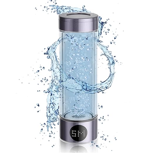 Hydrogen Water Bottle 2024 (Purple), Rechargeable Rich Hydrogen Water with SPE/PEM Technology Water Ionizer, LED Display, Generates Real 3000ppb in 5 Minutes for Home, Office, Gym (400ML)
