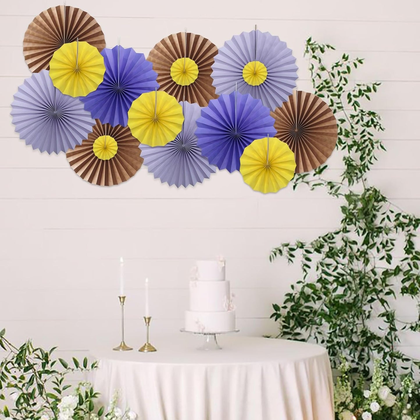 Purple Party Decorations,Purple Bridal Shower Decorations,Halloween Decor Events Accessories,Retirement Decorations Paper Fans Bulk 12in,Anniversary Decorations for Party 30 Color DIY Set(Purple)