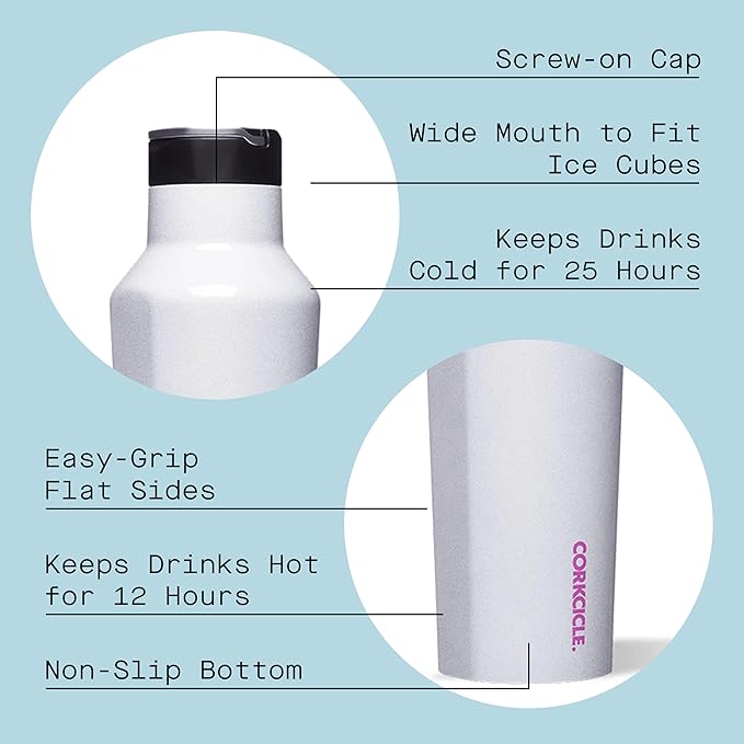 Corkcicle Sport Canteen Insulated Tumbler, Unicorn Magic, 20 oz – Reusable Water Bottle Keeps Beverages Cold for 25 Hours & Hot 12 Hours – Cupholder Friendly Tumbler with Screw-On Cap