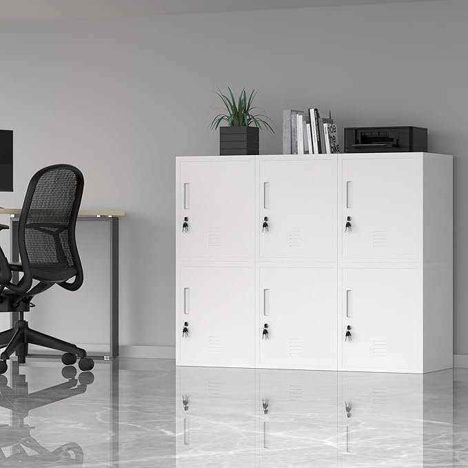 Metal Storage Locker Cabinet with Locking Door and Adjustable Shelf for Home Office Classroom Workshop Organization (White)