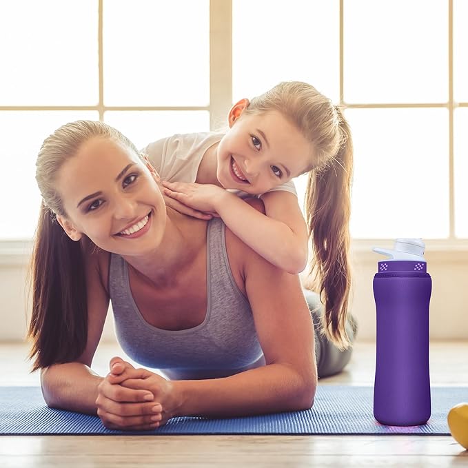 Water Bottle Sleeve Compatible with Cir-kul Water Bottle - 2 Pcs Sleeve Compatible with Cir-kul Plastic 22oz & Stainless Steel Bottle - Insulated Cover for Retaining Temperature, Purple