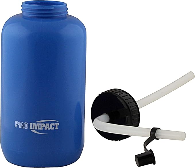 Pro Impact Squeezable Water Bottle Bendable Long Straw - LDPE BPA Free Plastic - Hydration for Baseball Hockey Gym MMA Yoga Boxing Cycling Softball Football Lacrosse (35.5 Oz.)