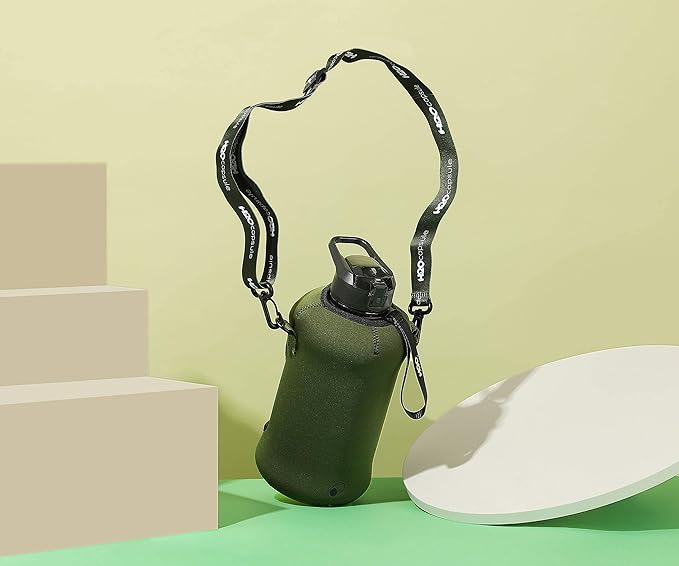 H2O Capsule 2.2L Half Gallon Water Bottle with Storage Sleeve and Covered Straw Lid – BPA Free Large Reusable Drink Container with Handle - Big Sports Jug, 2.2 Liter (74 Ounce)