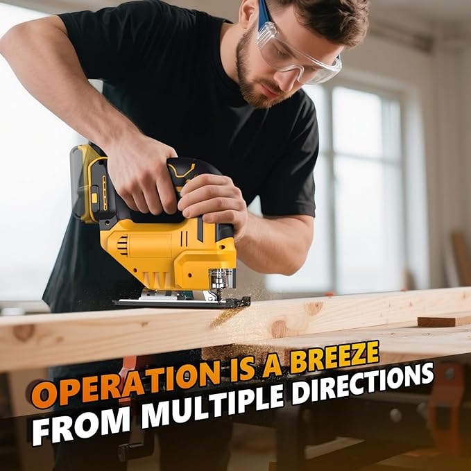 Cordless Jig Saw for Dewalt 20v Max Battery, Brushless Orbital Jigsaw, 0°- 45° Bevel Cuts, 3 Orbital Settings with LED Light for Straight/Circle/Curve Cutting (No Battery)