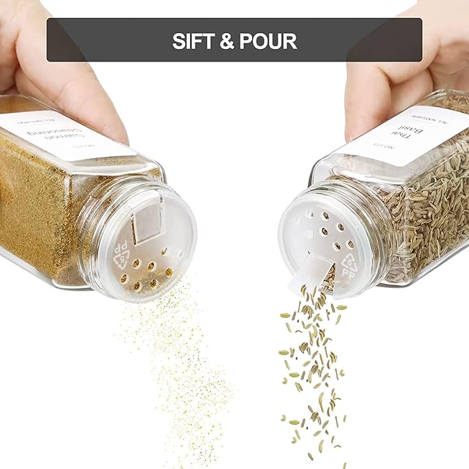 Spice Drawer Organizer with 20 Spice Jars,216 Labels,25 Non-slip Rubber, Bamboo 4 Tier Seasoning Rack Tray Insert for Kitchen Drawers,Cabinets,Countertop,11" Wide x 15.8" Deep