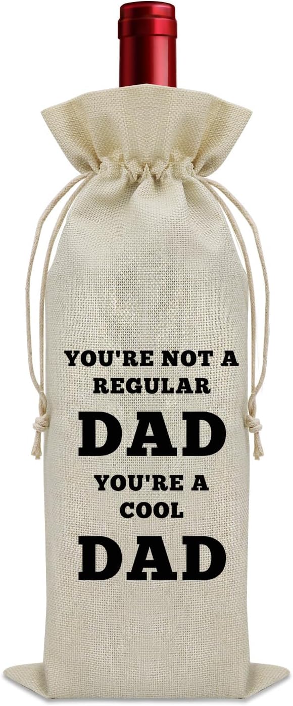 Happy Birthday Dad Gifts from Kids Wine Bag Cool Dad Gifts for Fathers Day Step Dad Gifts from Daughter Wine Bottle Decoration Bag Funny Dad Gifts from Son Wine Accessories Gifts for Wine Lovers