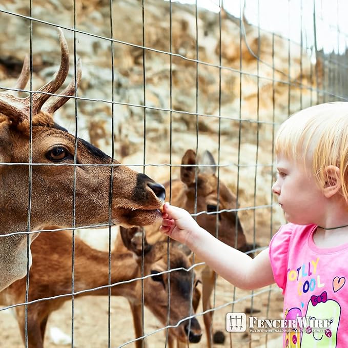 Fencer Wire Welded Wire Fence 12.5 Gauge, Galvanized Welded Fence Wire Roll, Mesh Size 4-Inch x 4-Inch, Hog Wire Fencing Cage, Multiple Use for Home Improvement & Animals Enclosure (6ft. x 50ft.)