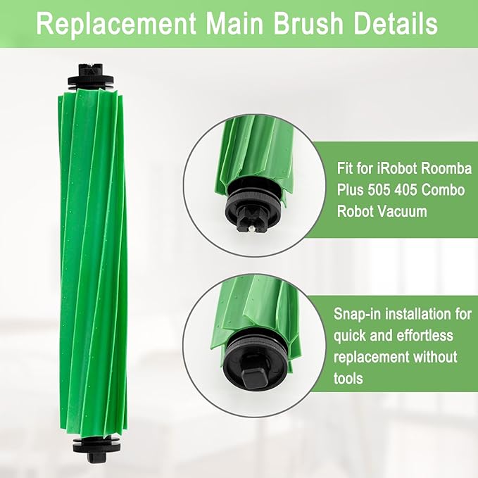 Replacement Parts Accessories Kit for iRobot Roomba Plus 505 405 Combo Robot Vacuum Cleaner, 2 Roller Brush, 6 Mop Pads, 6 Filters, 8 Side Brush, 8 Vacuum Bags