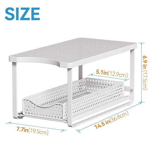 Water Dispenser Stand for Countertop-Metal Black Water Filter Stand 14.5"x7.7"x6.9",with Drawers Suitable,Compatible with Brita Water Pitcher and Zerowater Pitcher (White)