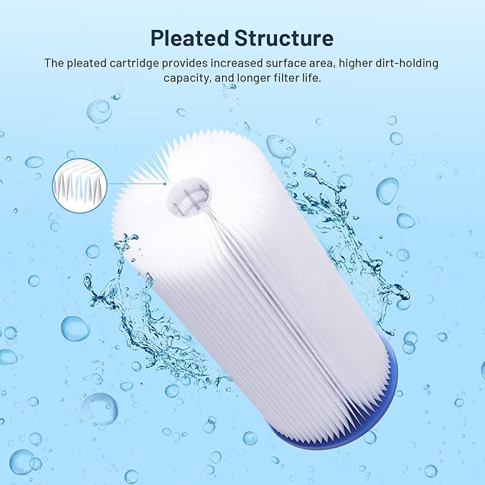 Whole House Water Filter Cartridge Replacement for Well Water, 50 Micron Water Filter 10" x 4.5" Pleated Sediment Water Filter Compatible with FXHSC, R50-BBSA, WFHDC3001, W50PEHD - 3 Pack