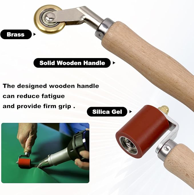 Seam Roller 40mm Silicone Seam Roller/6mm Brass Detail Penny Roller,Smoothing Combo Seam Roller Tool for PVC/TPO/EPDM Single Ply Roofing Tools and Tape Hot Air Tools(2 Pcs)