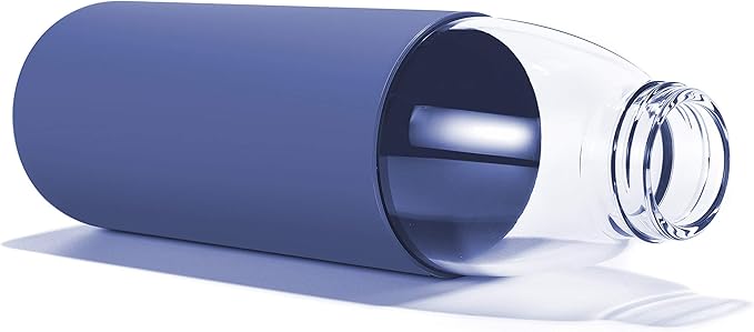 veegoal Glass Water Bottles 18 Oz Borosilicate with Bamboo Lid, BPA-FREE, Non-Slip Silicone Sleeve, and Stainless Steel Leak Proof Lid - Glass Water Bottle for Men and Women