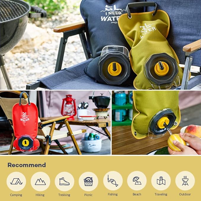 Camping Water Bag, Collapsible Militeries material Water Bladder, Outdoor Traveling Camping Water Storage, Wide Mouth, Washable Reusable BPA Free (0.8Gallon/3L) (MAPLE ORANGE)