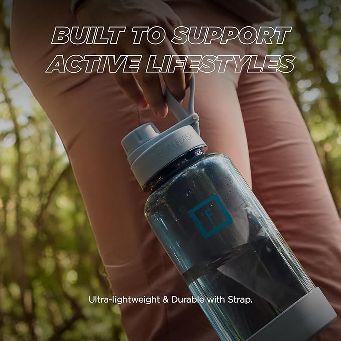 IRON °FLASK Clear Tritan Trekker Water Bottle with Chug Lid - Leak Proof & Lightweight for Gym, Hiking, Sports - Dishwasher Safe, BPA Free Plastic - Dark Pine, 32 Oz