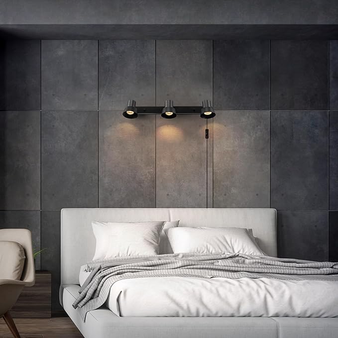 Globe Electric 64000115 22" 3-Light Plug-in Track Lighting, Matte Black, Pivoting Track Heads, 15-Foot Black Cord, in-Line on/Off Rocker Switch