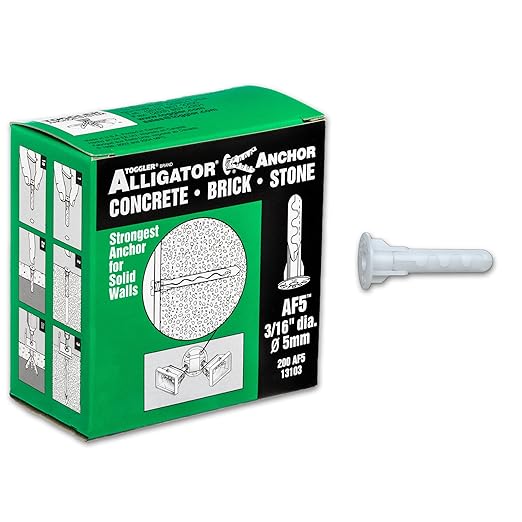 TOGGLER Alligator AF5 Flanged Anchor, Polypropylene, Made in US, for #4 to #9 Fastener Sizes (Pack of 200)